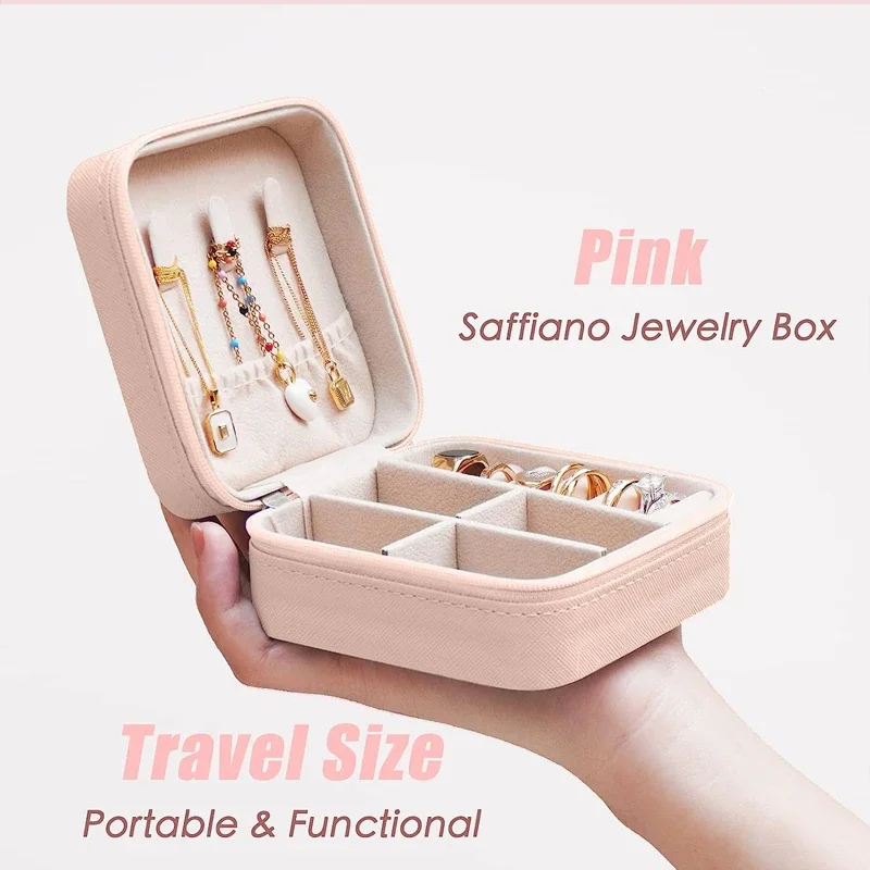 Portable Jewelry Box for WOMEN\'S Small Jewelry Exquisite European Mini Travel Storage Bag Can Store Rings Necklaces Earrings