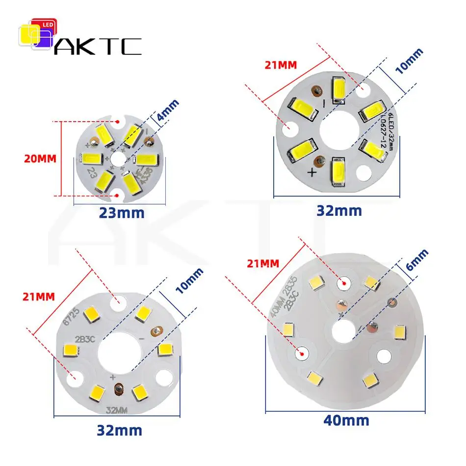 5 Pcs/lot 3W LED Round Board Constant Current 300mA 9V-10VAluminum Source Plate Dia 23/32/40 mm Single Color Warm/White/Neutral