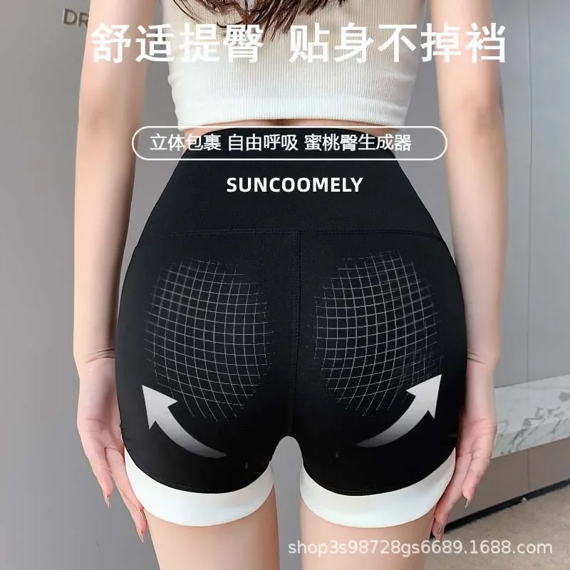 Women High Waist Color Block 3 Inch Stretchy Shark Shorts Tummy Control Slim Fit Thin Breathable Anti See Through Safety Shorts