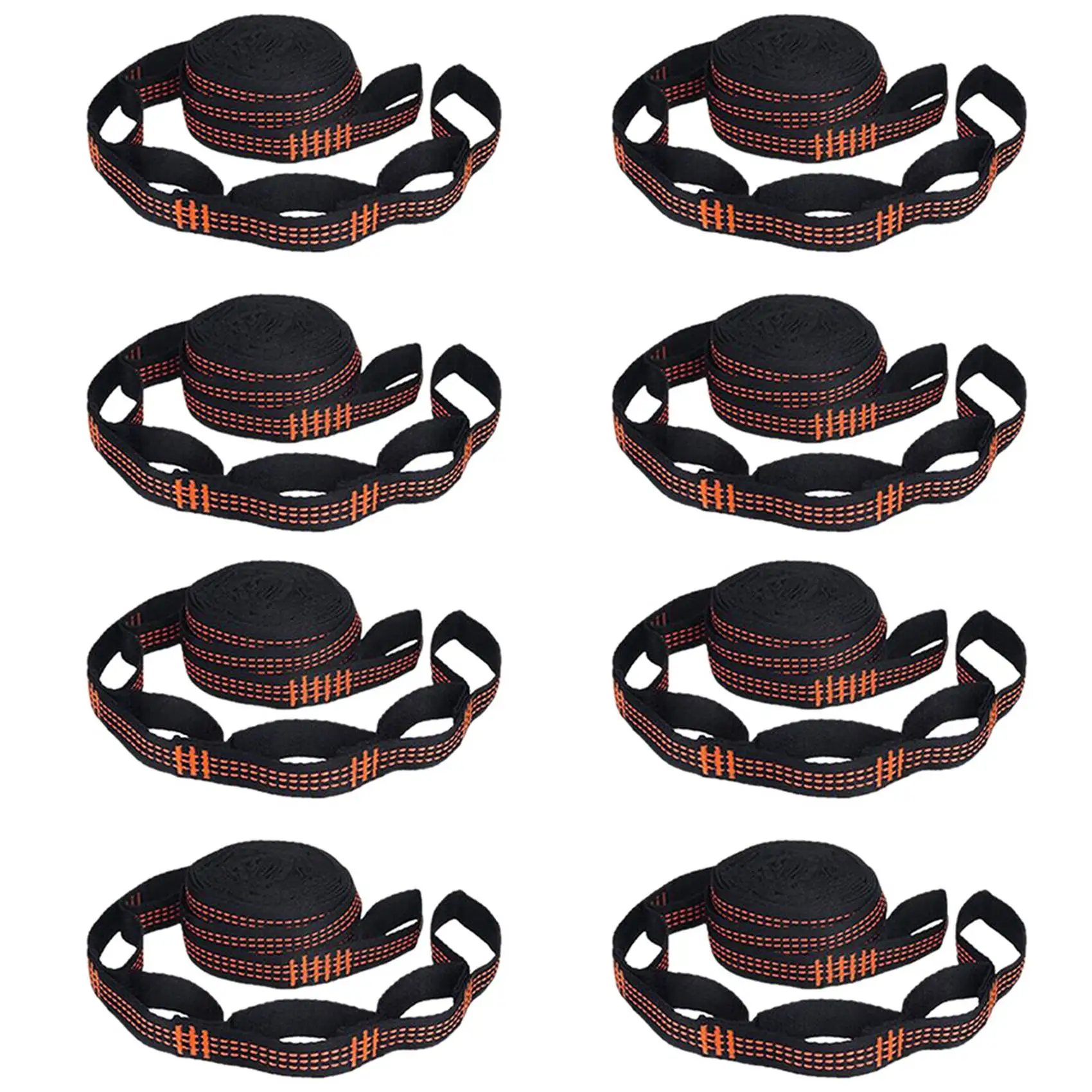 AB11-8 Pcs 5-Ring High Load-Bearing Hammock Straps Reinforced Polyester For Home Outdoor Hammock-Orange