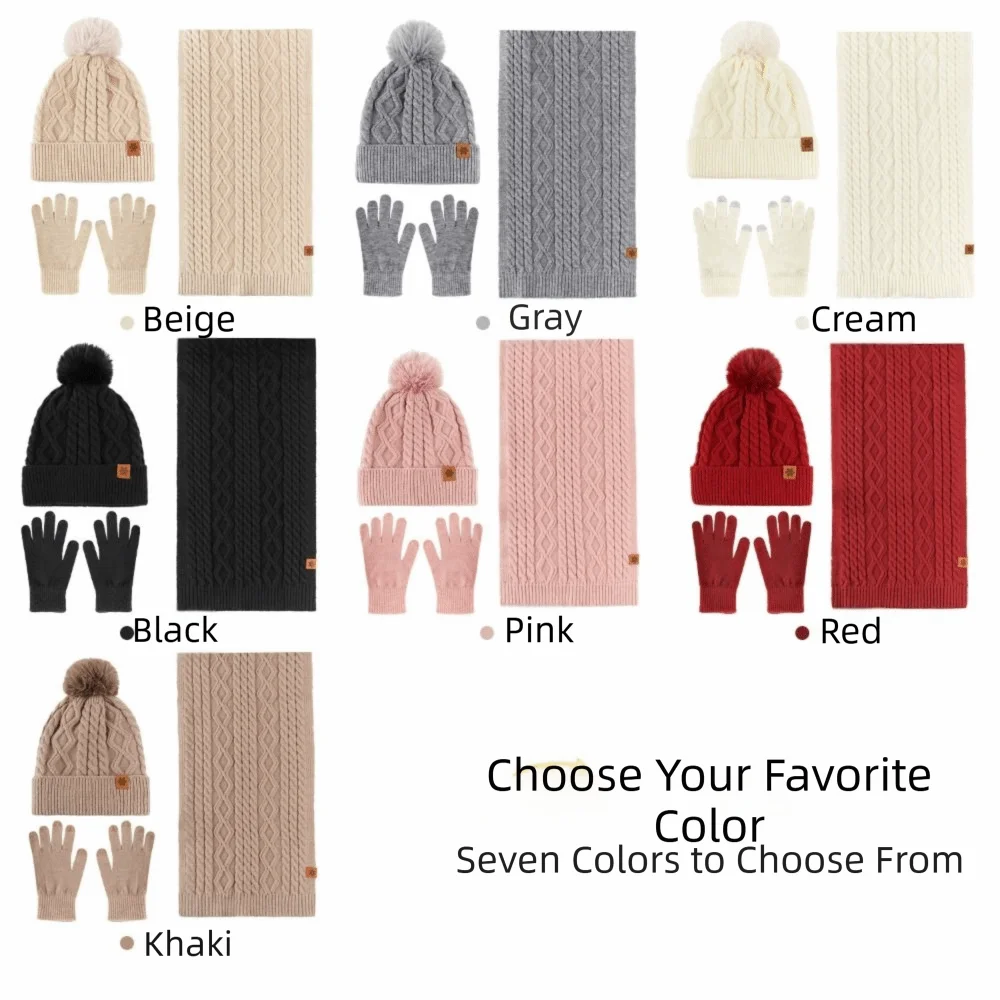 neck-protector-3-piece-set-hat-scarf-gloves-set-thermal-twist-warm-knit-cap-touch-screen-simple-knitted-hat-men
