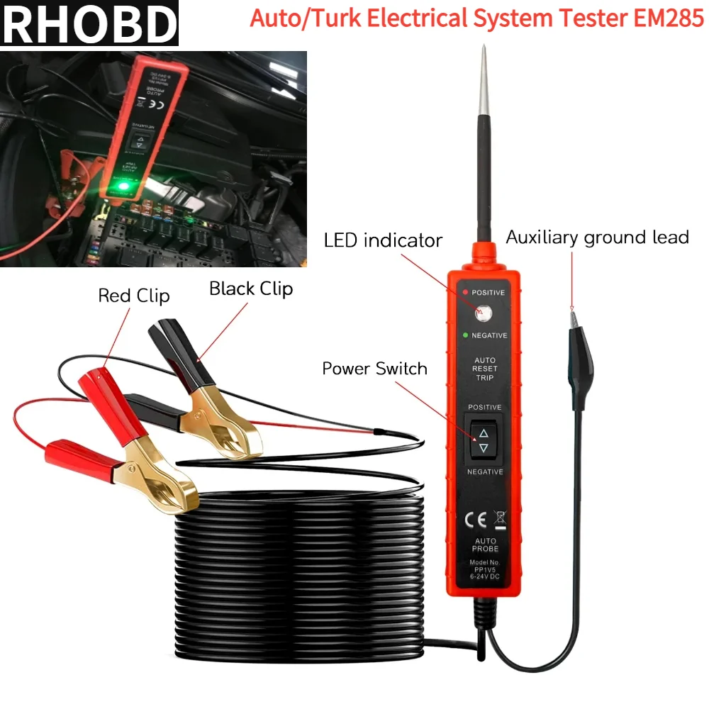 Aermotor-probador de sistema eléctrico de coche, pluma de prueba de accionamiento multifunción, 6-24V CC, EM285, circuito eléctrico automotriz,