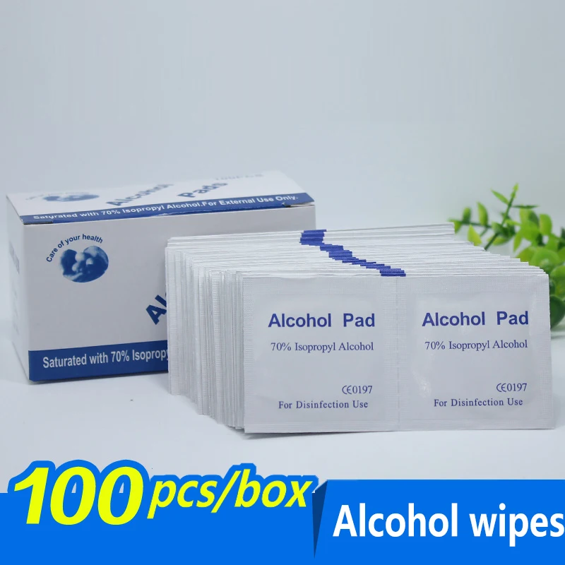 Álcool limpar almofadas jóias telefone celular limpar acessórios da arte do prego swap prep limpeza molhada anti-séptico limpeza cuidados com a pele 100 pcs/box