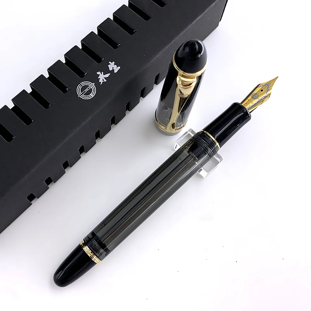 

Yongsheng 699 Vacuum Filling Acrylic Fountain Pen Transparent Gray Ink Pen Solid Section EF/F/M Nib Business Office Gift Pen