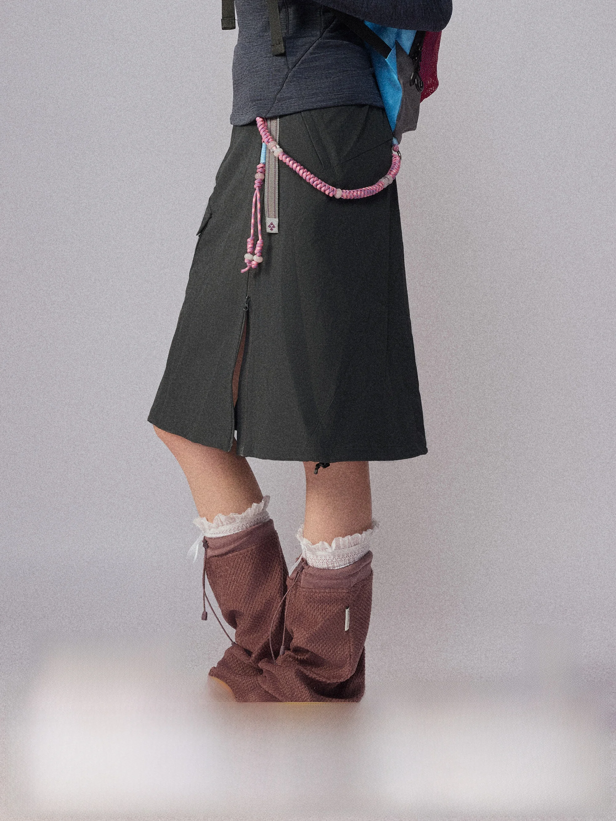 

Outdoor Soft ell Skirt Adjustable Waist Strap Zipper Casual Workwear f-length Monterest Women's Faion Polyester Nylon