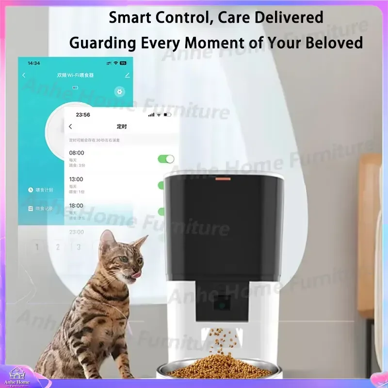 WiFi Smart Pet Feeder with HD Camera Automatic Food Dispenser for Cats Dogs APP Control Timer Portion Control Leak Proof