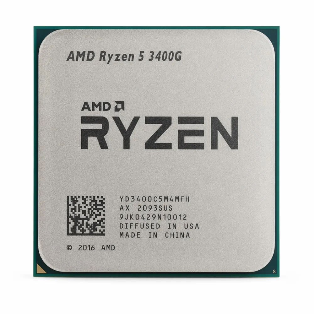 AMD Ryzen 5 3400G R5 3400G AM4 Socket Desktop CPU 4 Core 8 Thread 3.7GHz 4.2GHz Boost 4MB L2 8MB Without Cooler view 3