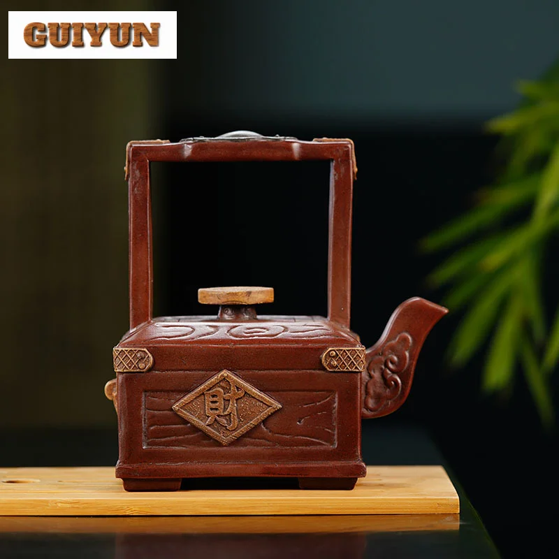 620ml High-end Yixing Purple Clay Teapots Handmade Treasure Chest Pot Raw Ore Red Mud Kettle With Infuser Zisha Tea Set Supplies