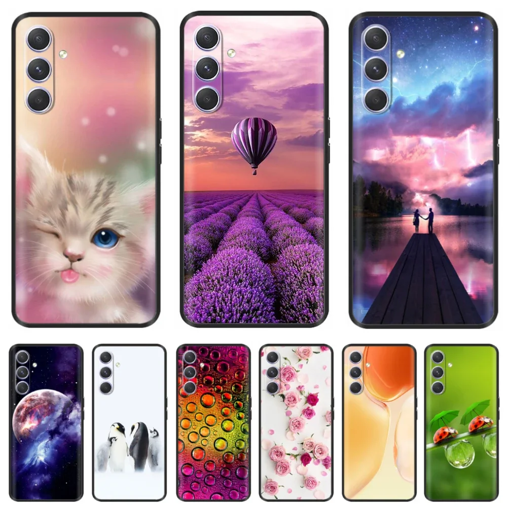 For Samsung Galaxy A34 5G Case Black Cartoon Cover Bumper Capa For Samsung A54 5G Fundas galaxyA34 5G A 34 Phone Case Protective