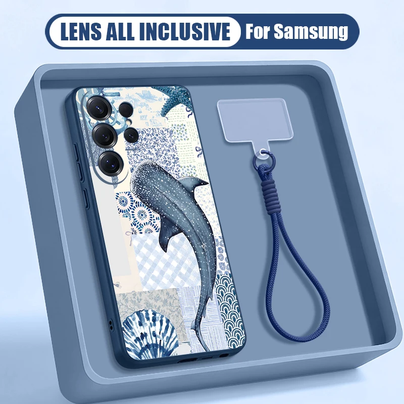 Ocean Whale Magnetic Case For Samsung Galaxy A57 A17 A56 A37 A16 A55 A36 A26 S26 S25 Ultra S24 S23 FE Wrist Lanyard Phone Cover