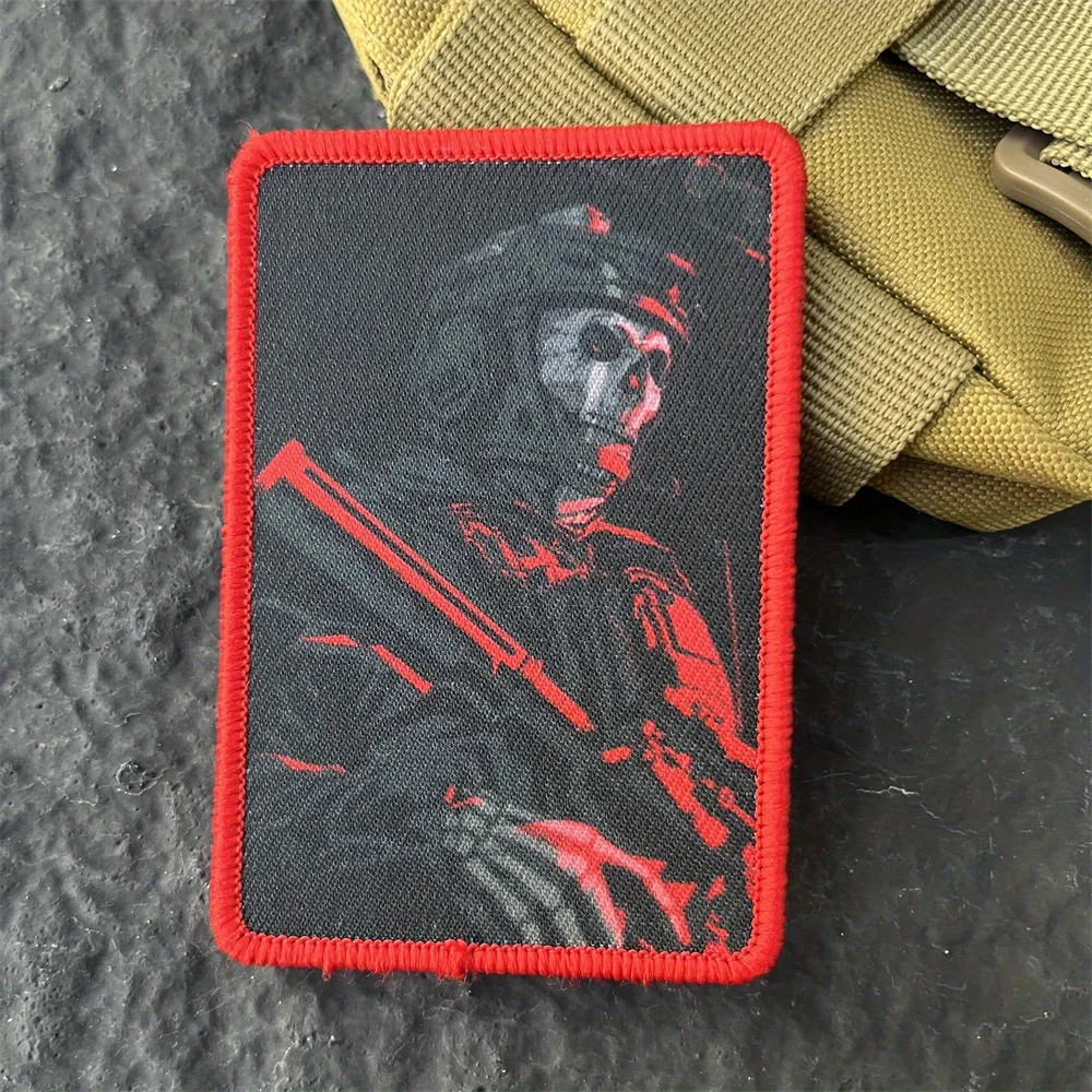 Game Peripherals Mercenary Mask Ghost Morale Tactical Patches Printed Hook and Loop Badge for Stickers on Backpack Clothing