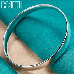 DOTEFFIL 925 Sterling Silver 10mm Big Smooth Solid Bracelet Bangle For Women Man Wedding Engagement Party Jewelry