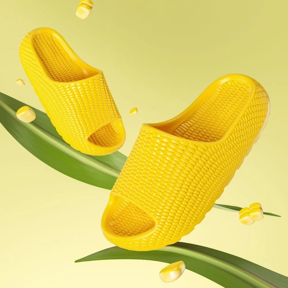 Casual Creative จําลองข้าวโพดรองเท้าแตะด้านล่างนุ่มหนารองเท้าแตะข้าวโพดลื่นตลก EVA สไลด์ห้องนอน