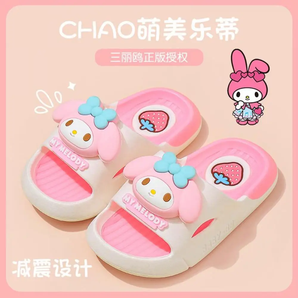 

Детские тапочки Sanrio Kuromi, противоскользящие износостойкие сандалии с мягкой подошвой и героями мультфильмов, летние новые стильные тапочки принцессы для девочек