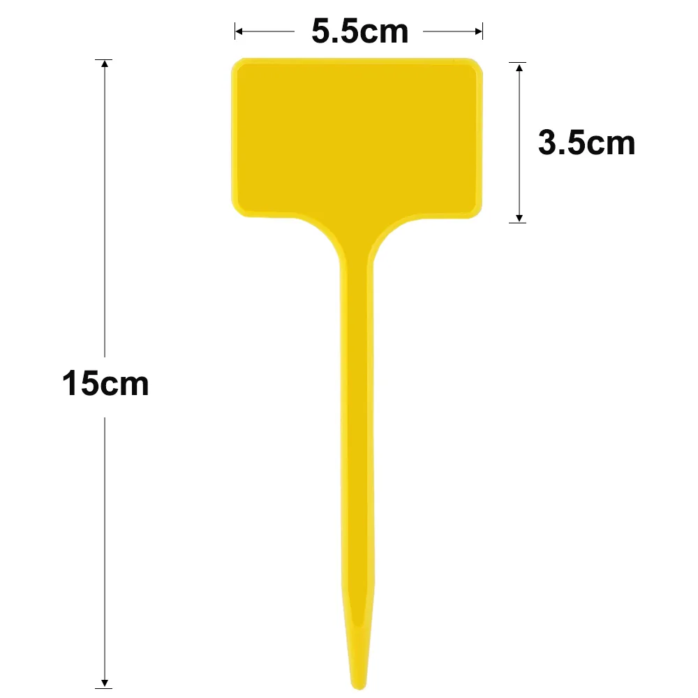 Yellow T Type Gardens Markers Tags Waterproof Label Record Plate Re-Usable Nursery Flower Plants Sign Stakes Classification