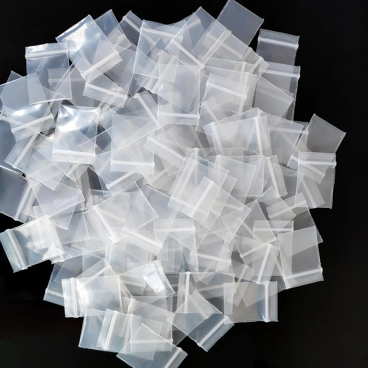 Image of 500/300/100 Stück kleine Plastiktüten, wiederverwendbare, durchsichtige, dicke Mini-Reißverschluss-Poly-Baggies für Pillen, Perlen, Schmuckteile, kleine Gegenstände