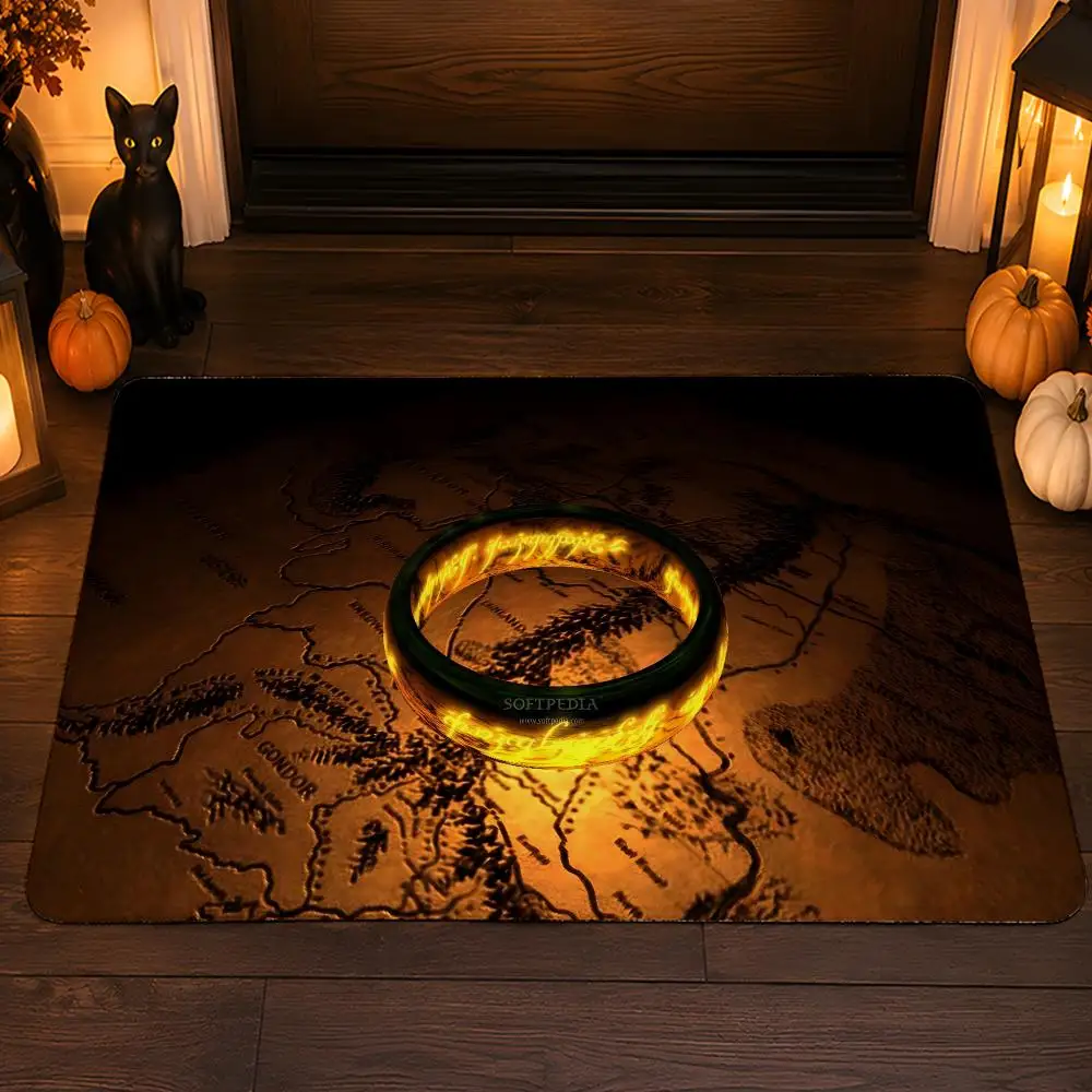 L-Lord's R-Ring Map Floor Mat Flannel Rug Soft Non Slip Washable Door Mat For Bathroom Bedroom Kitchen Home Decor