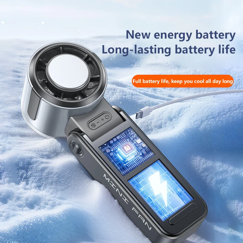 Xiaomi Refrigeration Turbo Fan High-speed Violent Electric Mini Handheld Fan USB Rechargeable Portable Fan LED Digital Display