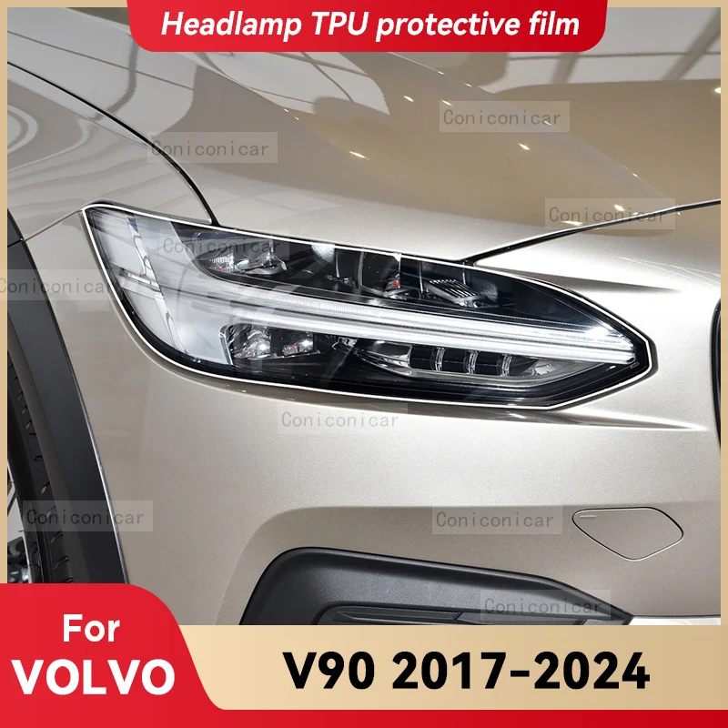 

For VOLVO V90 2017-2024 2023 Car Headlight Transparent TPU Protective Cover Film Front Light Tint Change Color Sticker