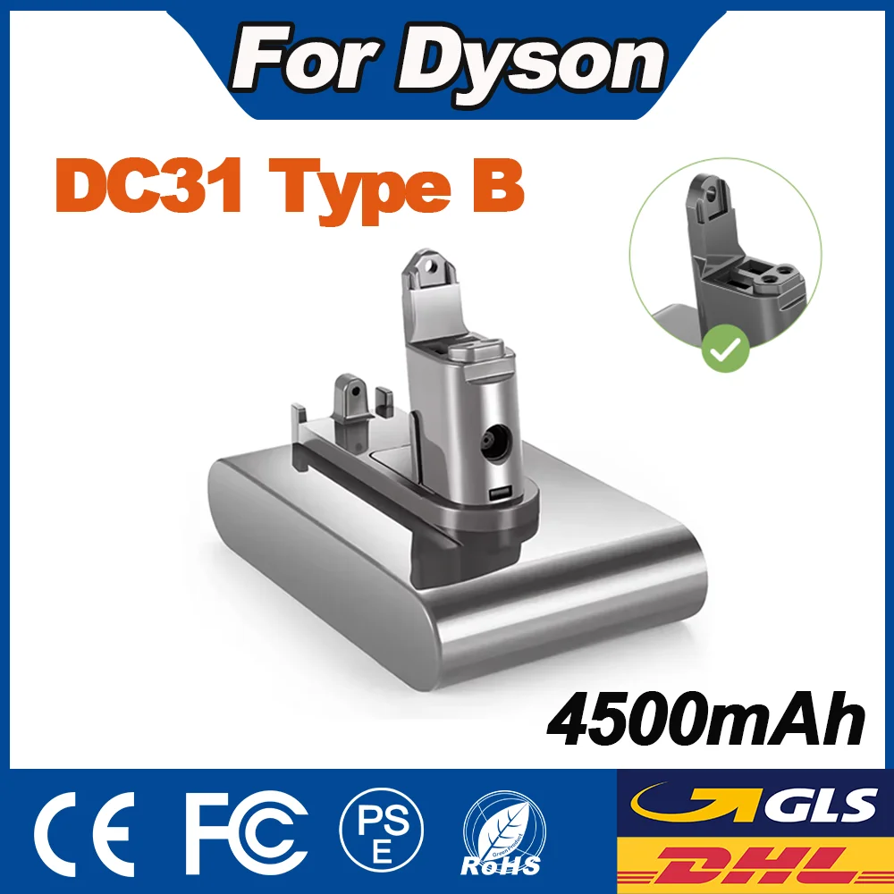 Batterie 4500mAh pour aspirateur Dyson DC31B DC35 DC45 DC34 DC44 Animal DC43H DC56 DC57 DC31 Type-B 22.2V Li-ion