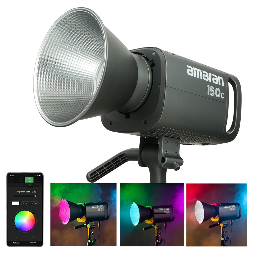 Luz de Vídeo RGB COB para Aputure-Amaran 150c, 150W a cores, 2500-7500K, Montagem Bowens, Fotografia, Ajuste G, M