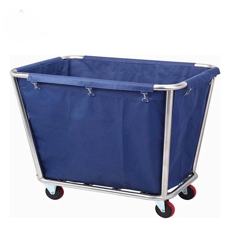 Hotel Linen Cart Working  for Guest Room Stainless Steel Service  Laundry Car Hotel Cleaning Car Handcart with Wheels