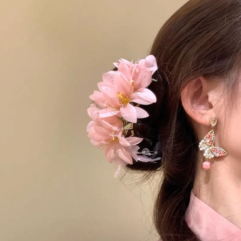 

Headdress Large Flower Hair Stick Bohemian Fairy Chinese Style Side Clip Hairpin Simulation Flower Bride Hair Accessories Female