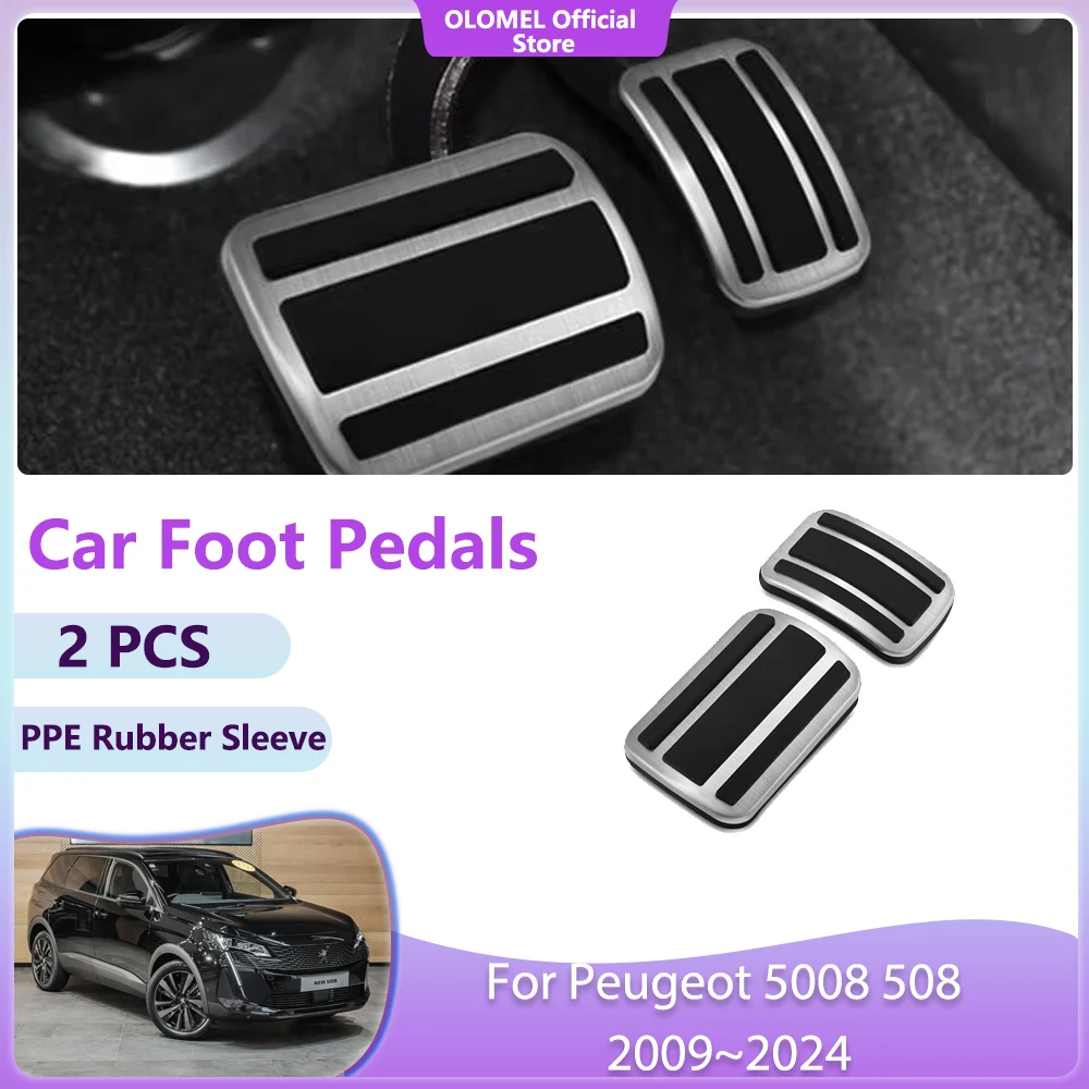 For Peugeot 5008 508 2009~2024 Car Foot Pedals Acessorie Cover Accelerator No Drilling Alloy Stainless Steel Gas Fuel Rest Brake