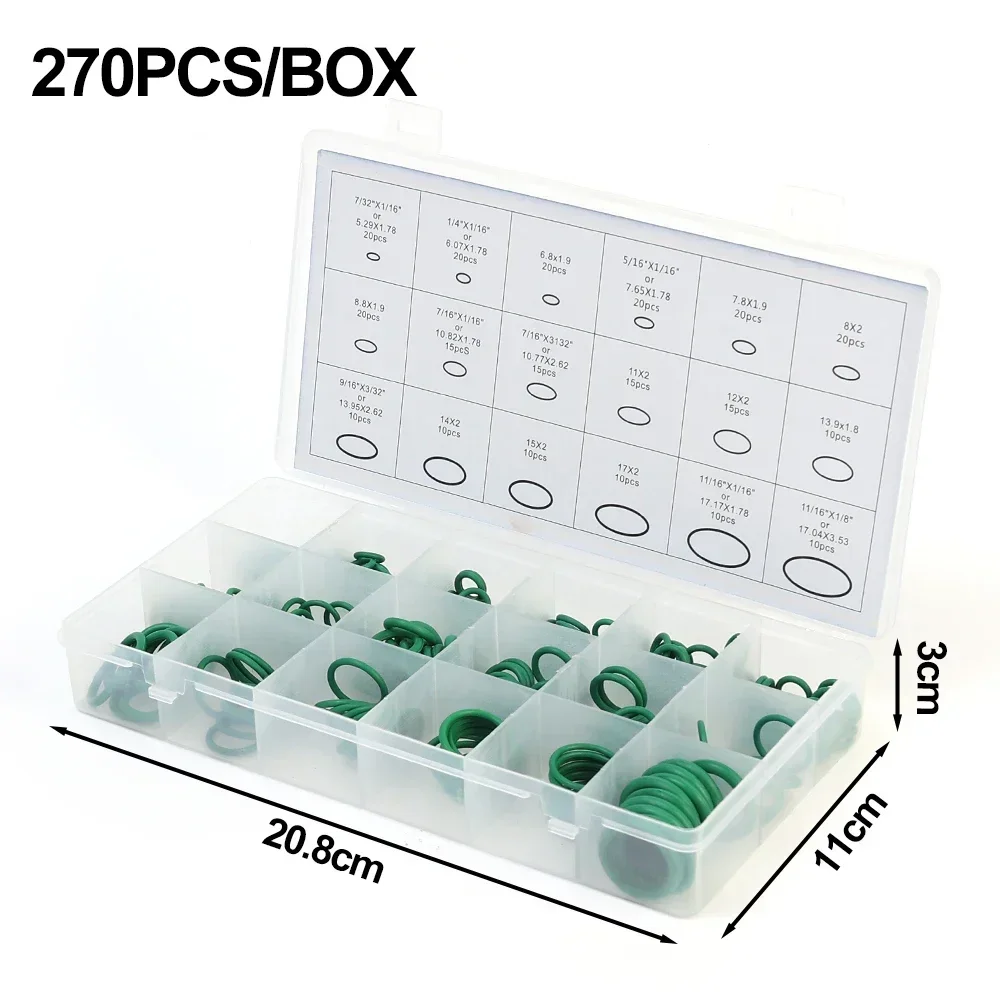 

Rubber O-Ring Set Green Silicone Ring Seal Ring NBR VMQ FKM Gasket Box Ring Repair Kit Valve Waterproof Oil Resistant Gasket Kit