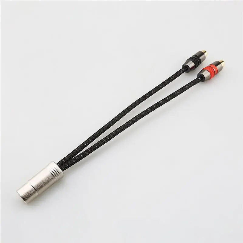 FFYY-Dual For RCA Female To 5-Pin DIN Male Hifi Adapter Cable, 15Cm Audiophile Audio Interconnect Wire For AMP, CD Player