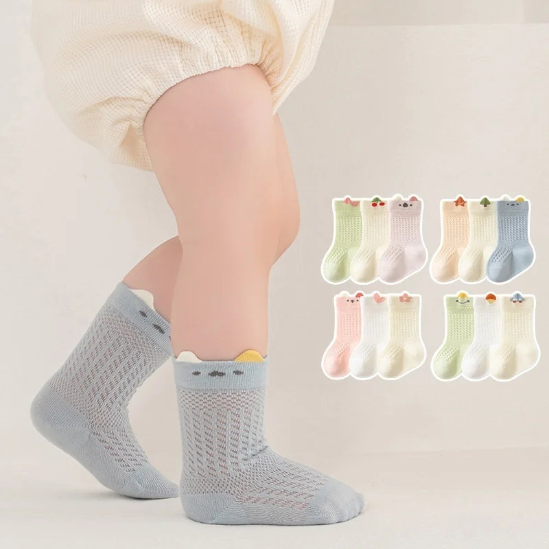 3 Pairs/Lot Baby Girls Boys Summer Thin Cotton Mesh Cute Infant Clothing Accessories Newborn Short Socks For 0-5 Years