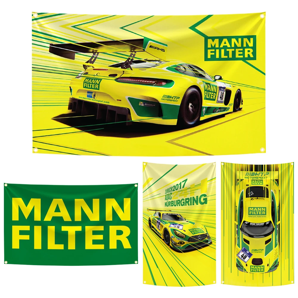 90x150cm M-Mann Filters Auto Parts Flag Tapestry Polyester Digital Printing Banner for Garage Wall Art Out Door Decoration