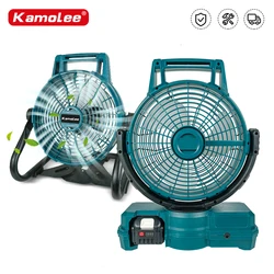 Kamolee Electric Fan For Makita Battery Multi Purpose Adjustable Head 3 Speed Setting Outdoor Cordless Table Fan Portable