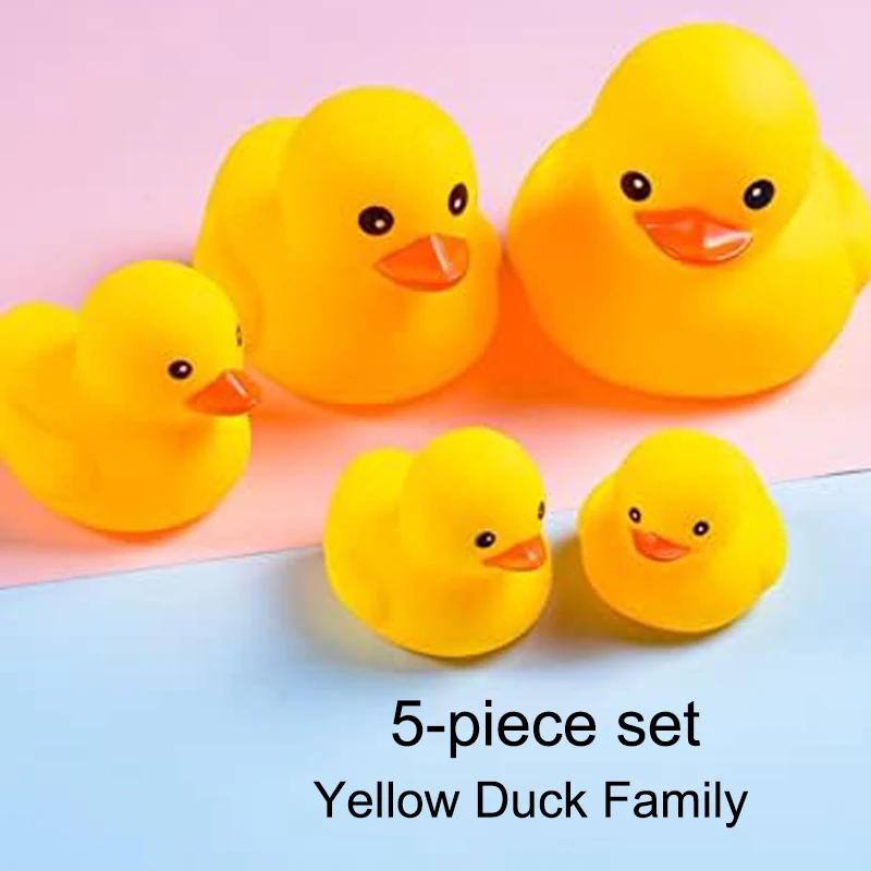 Bath Duck Toys 5 Pcs Rubber Duck Family Squeak Ducks Baby Shower Toy for Toddlers Boys Girls (Yellow Duck Family)