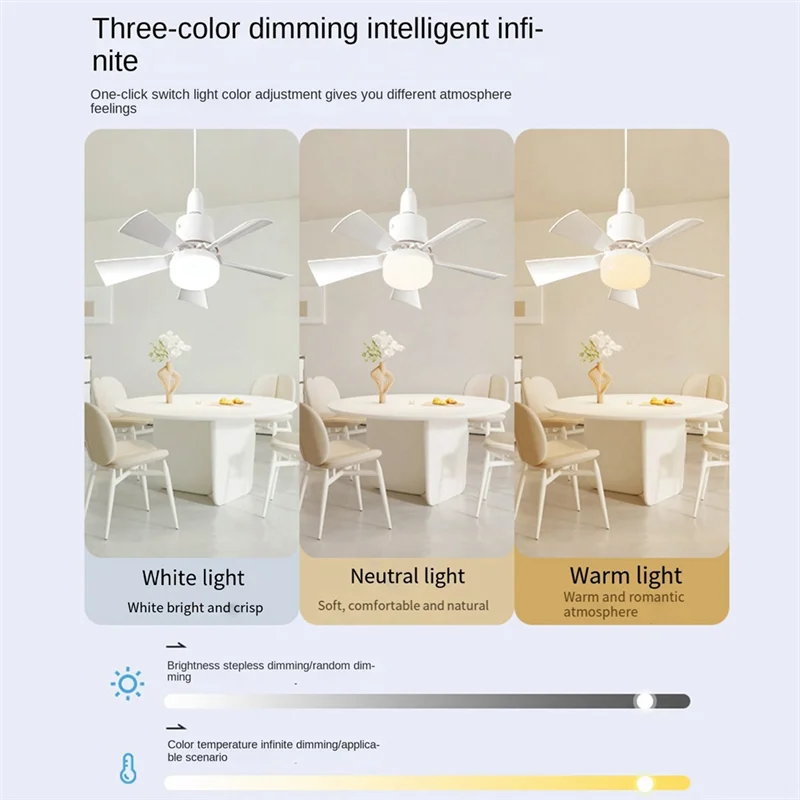 【NEW】Socket Fan Light Small Ceiling Fan With Light And Remote, Screw In Ceiling Fan Light For E27 Base, For Bedroom Kitchen Dura