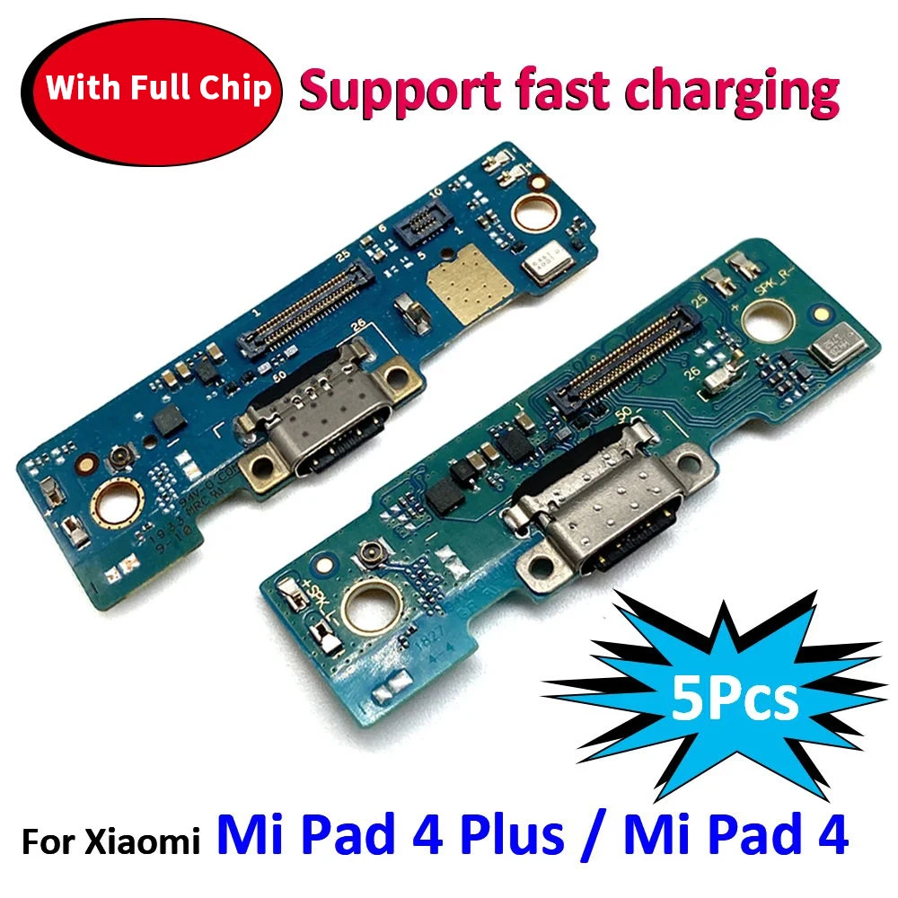 5Pcs，USB Port Charger Dock Plug Connector Charging Board Flex Cable Microphone For Xiaomi Mi Pad 4 Plus Pad 4