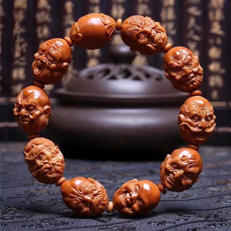 

Tan Li Yuan Eighteen Disciples of the Buddha Nut Bracelet Men's Crafts Double-Sided Arhat Olive Hu Carved