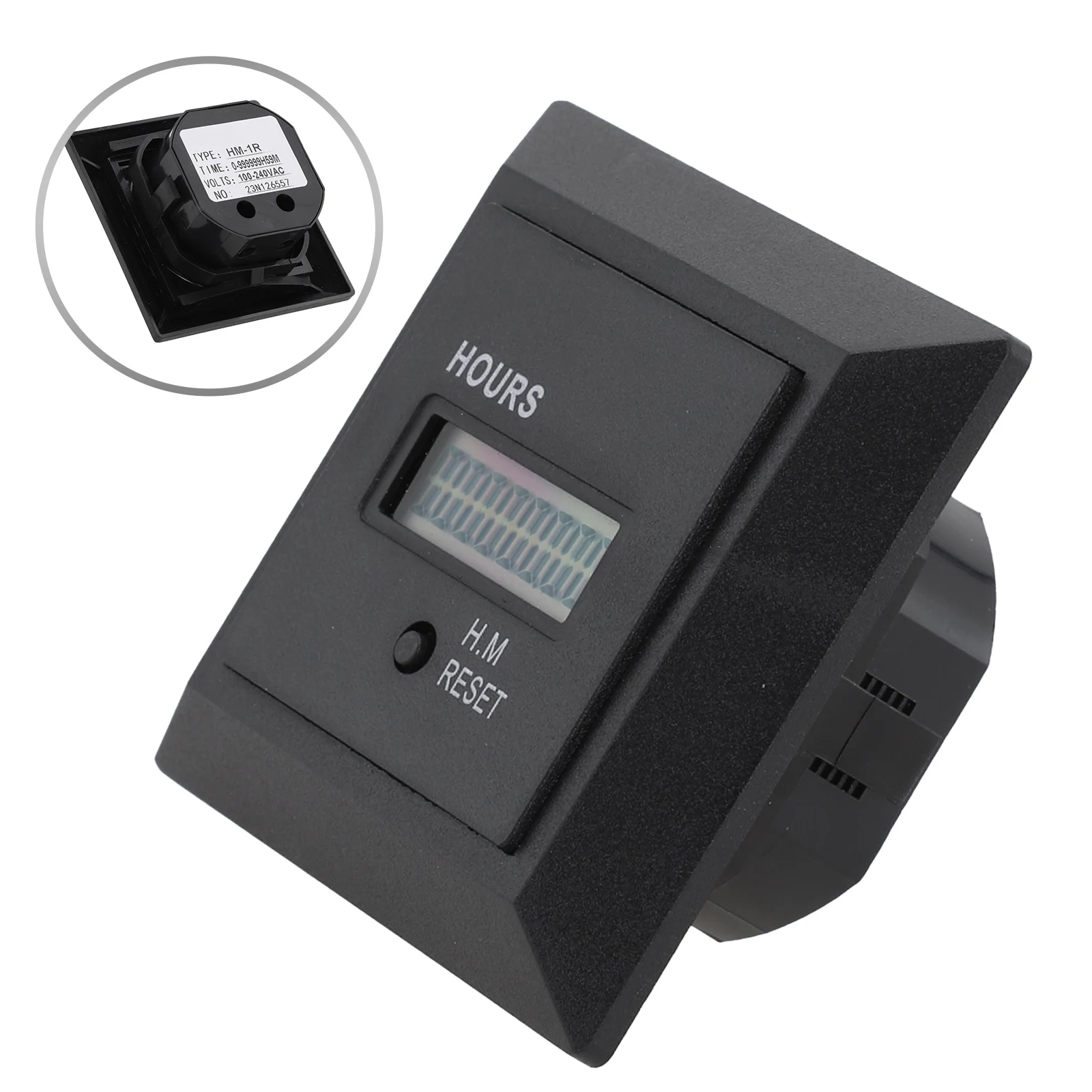 Digital Display Hour Meter HM-1R High Accuracy Timer 50/60Hz 100-240V For Industrial Engineering Machinery Vehicle Generator