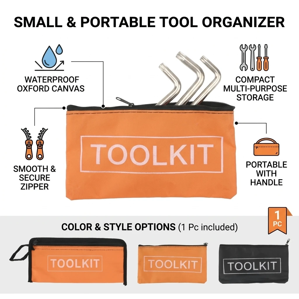 Small Tool Bag Waterproof Oxford Canvas Zipper Organizer Multi Purpose Portable Hardware Pouch Storage Pouch 1 Pc