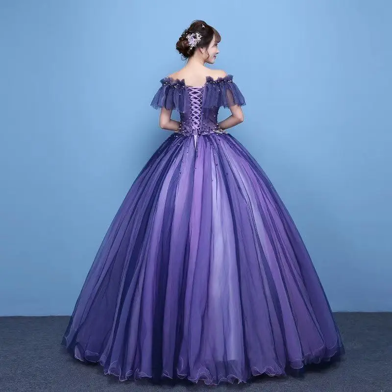 Vestido de quinceañera con hombros descubiertos, traje de baile de tul con apliques coloridos y cuentas exquisitas, dulce y elegante, 2023