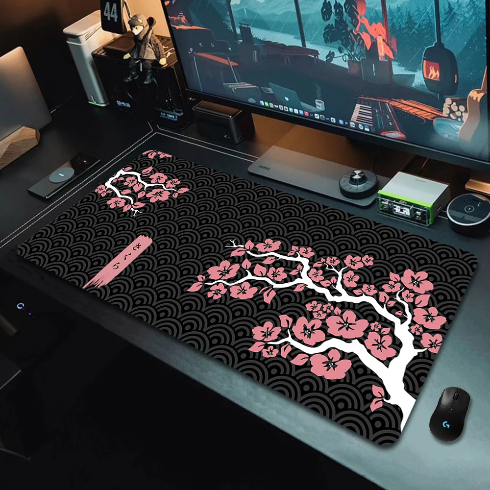 Sakura Mouse Pad XXL Rubber Cherry Blossom Large Mousepad Gamer Non-Slip Art Desk Mat Computer Laptop Pads 90x40cm Keyboard Mats