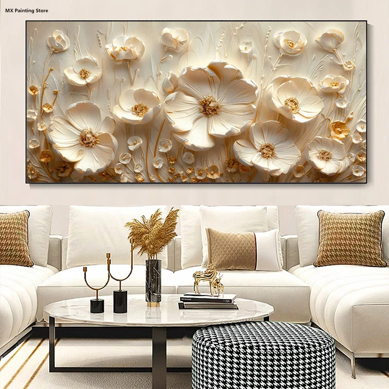 

Abstract Oil Textured 3D Painting Flowers on Canvas,Wall Art Poster, Home Decorative,Modern Print Pictures,Room Decor, No Framed