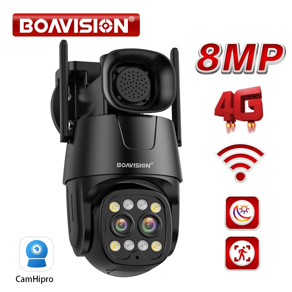 ru 8MP Открытый Wi-Fi PTZ IP камера Двойной объектив