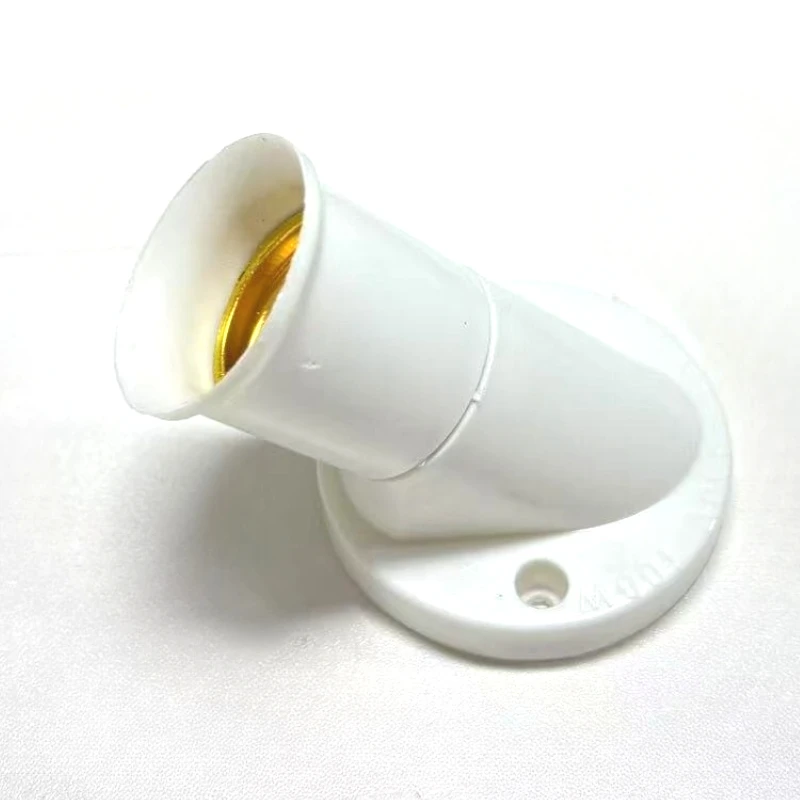 

5pcs White 4A 250V CE E27 Oblique Lamp Holder Screw Mouth in-line Energy-saving LedLight Socket Fixed Wall Lamp Base