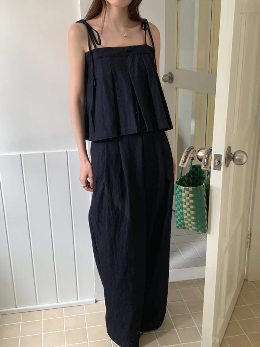 

Alien Kitty High Street, свободные топы на бретелях, нежные женские топы на бретелях, новинка 2025, прямые летние минималистичные брюки для мытья полов, тонкие повседневные комплекты Mujer