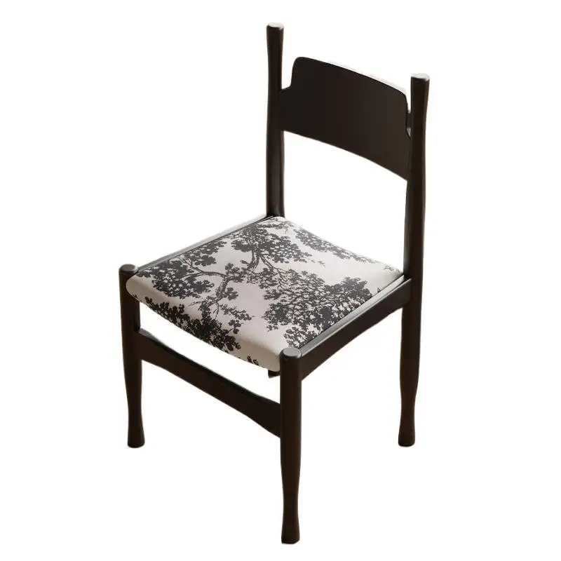 

Solid wood dining chair retro soft bag backrest leisure Nordic medium and ancient book household light