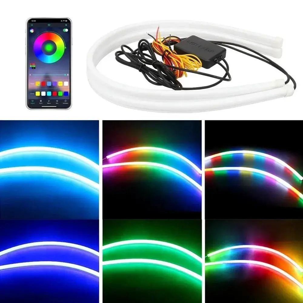 

New 30/45/60cm RGB LED DRL APP Control Full Color LED Headlight Strips Flexible DRL Car LED Light Car Accessories