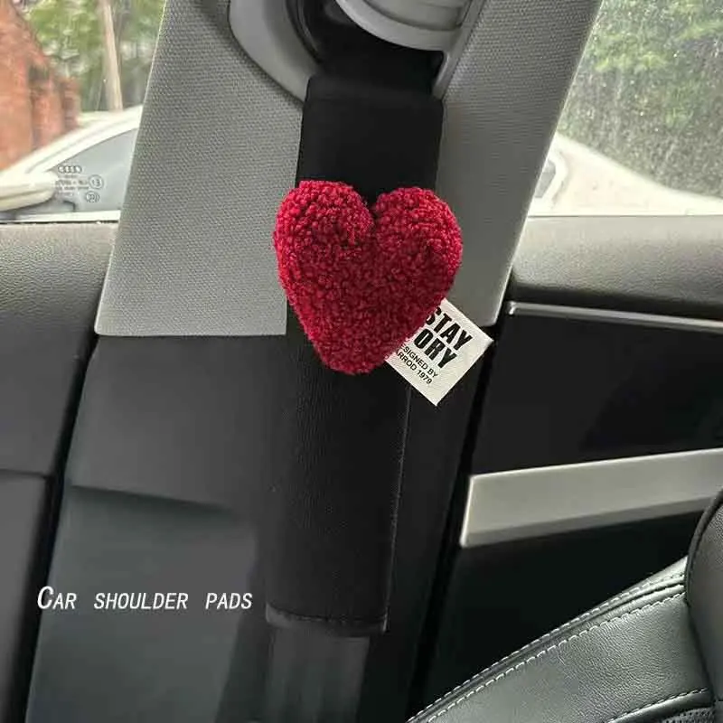 Car Seatbelt Shoulder Pad Cover Creative Love Heart Seat Belt Decoration Four Seasons Universal Girls Fashion Seat Belt Cover