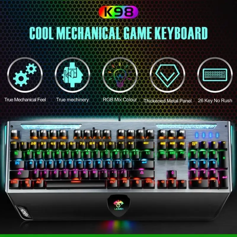 Teclado retroiluminado con LED arcoíris U55C, sensación cómoda, tecla para juegos para computadora escritorio