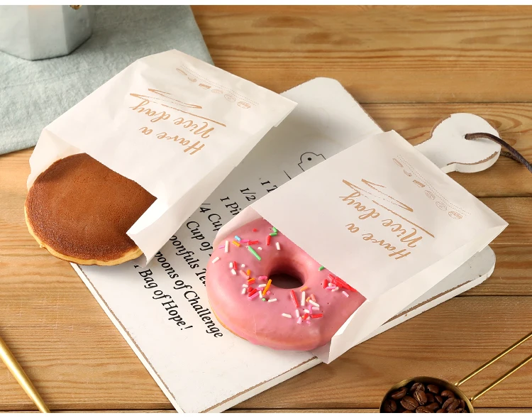 Bolsa de papel Kraft a prueba de aceite para sándwich, Donut, pan, envoltura de fiesta, patatas fritas, hamburguesa, bolsa de embalaje ecológica, 100 Uds.